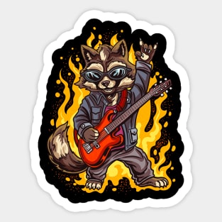 Raccoon in Sunglasses Guitar Rock and Roll Concert Band Sticker